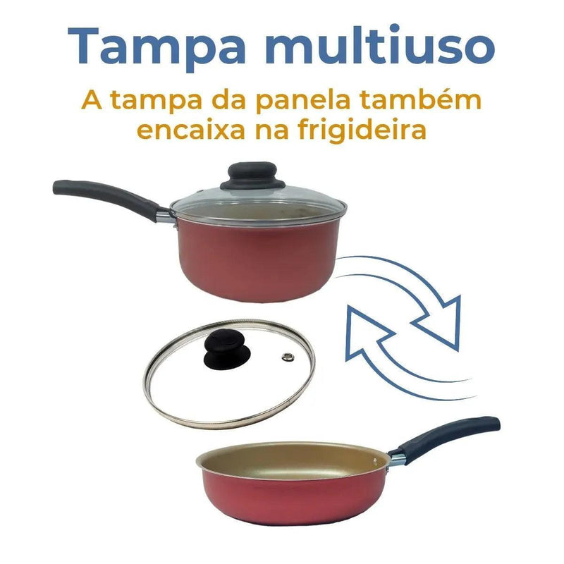 CulinaPro - Conjunto de Panelas Antiaderente com Tampas de Vidro (9 Peças)