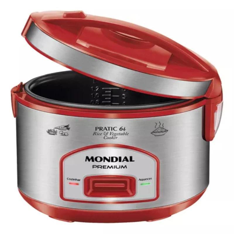 Panela de arroz pratic Pe-45-6x vermelho e inoxidável 220v para cozinha preparação de alimentos fabricante de arroz lancheira elétrica fritar ar