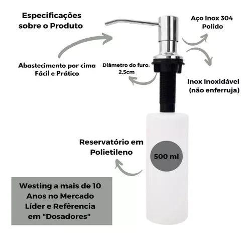 Dispenser de Sabão Líquido 500ml - Praticidade e Organização para Banheiro e Banheira