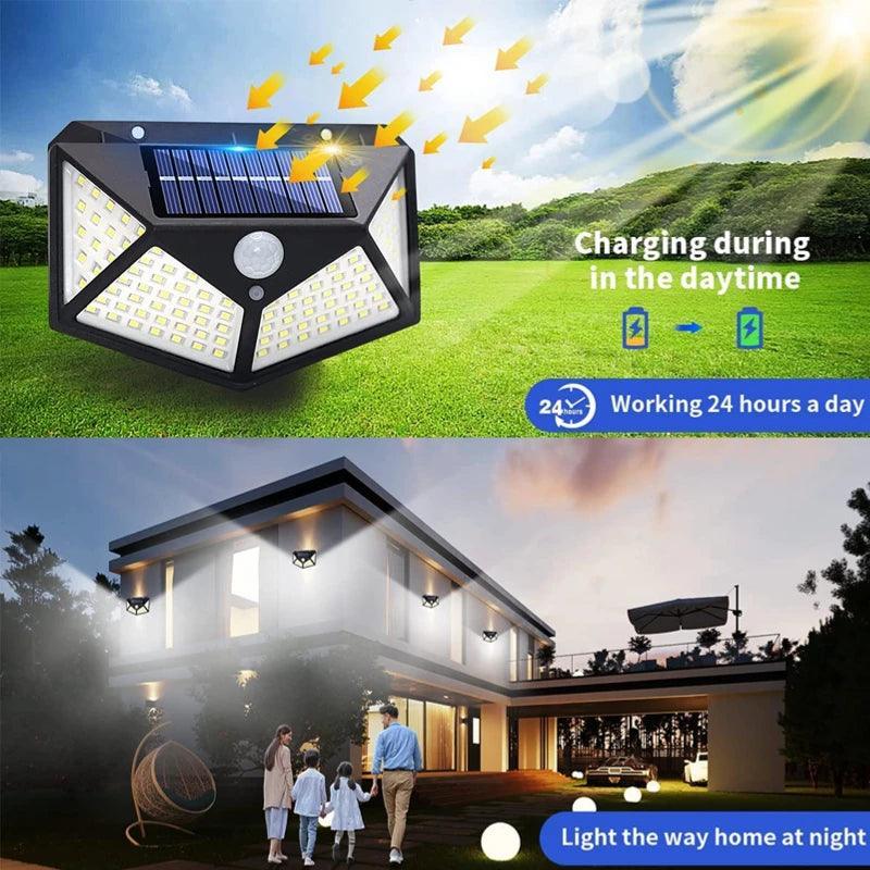 Luz de Caminho Solar com 100 LEDs e Detecção de Movimento