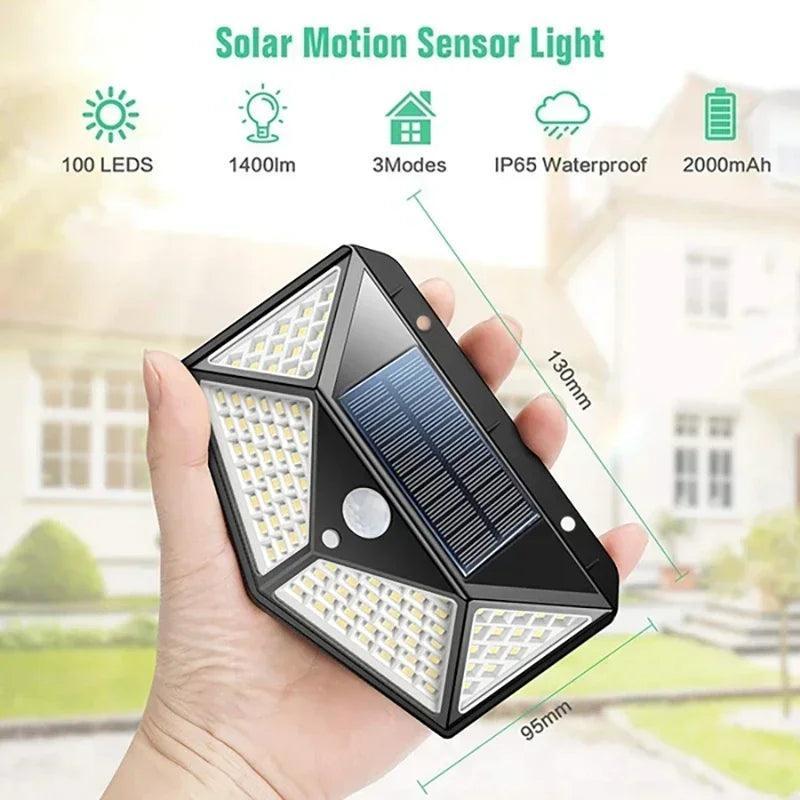 LumiSolar Pro - Luminária Solar com Sensor de Movimento (100 LEDs)